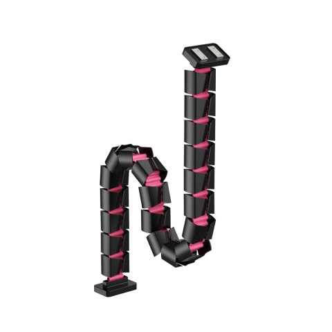 Organizer kabli, Gęsia szyja z magnetycznym mocowaniem, czarno-różowy, 1285mm, do stołów z regulacją wysokości, Powerton