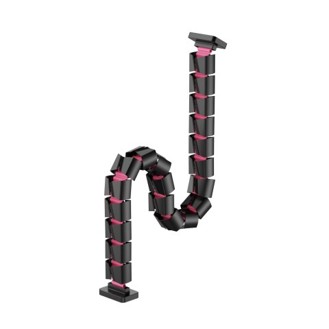 Organizer kabli, Gęsia szyja z magnetycznym mocowaniem, czarno-różowy, 1285mm, do stołów z regulacją wysokości, Powerton