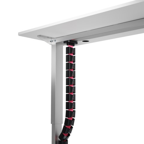 Organizer kabli, Gęsia szyja z magnetycznym mocowaniem, czarno-różowy, 1285mm, do stołów z regulacją wysokości, Powerton