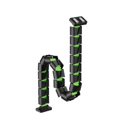 Organizer kabli, Gęsia szyja z magnetycznym mocowaniem, czarno-zielony, 1285mm, do stołów z regulacją wysokości, Powerton