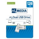 MyMedia MyDual USB 3.2 Gen 1, USB 3.2 Gen 1, 128GB, 69271, srebrny, 69271, USB A / USB C, z obrotową osłoną