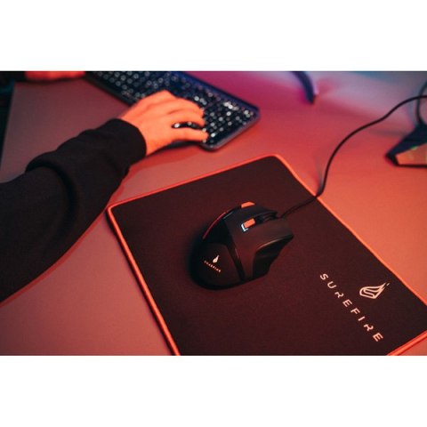 Mysz przewodowa, Surefire Eagle Claw Gaming, czarna, optyczna, 6400DPI
