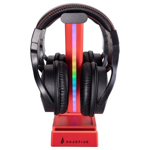 SureFire stojak na słuchawki Vinson N1 Dual Balance RGB, zacisk do montażu pod biurkiem, czerwony, plastikowy, 48846, czerwona