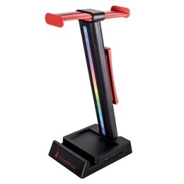 SureFire wielofunkcyjny stojak na słuchawki Vinson N2 Dual Balance RGB, złącze 3,5 mm, czarny, tworzywo ABS, 48847, czarna, 2x U