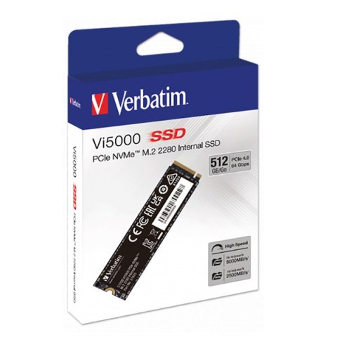 SSD Wewnętrzny Verbatim Vi5000 M.2, 31825, 512GB, czarny, 5000 MB/s-R, NVMe, 2500 MB/s-W