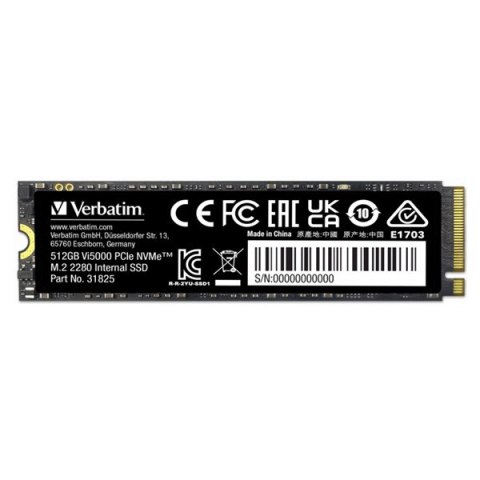 SSD Wewnętrzny Verbatim Vi5000 M.2, 31825, 512GB, czarny, 5000 MB/s-R, NVMe, 2500 MB/s-W