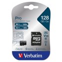 Verbatim Karta pamięci Pro MicroSD, 128GB, micro SDXC, 47044, UHS 3 (U3), z adapterm