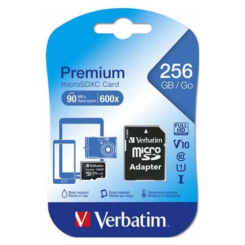 Verbatim Karta pamięci microSDHC/SDXC, 256GB, micro SDXC, 44087, z adapterm