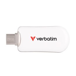 Verbatim USB flash disk, USB C, 256GB, Plectra, biały, 30230, USB C
