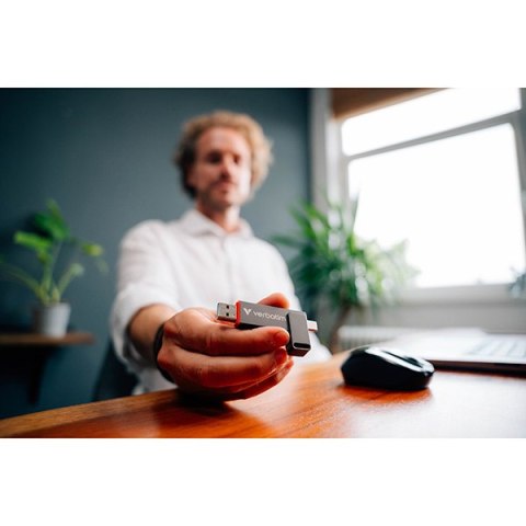 Verbatim USB flash disk, USB C a USB 3.2 Gen 1, 512GB, Dual QuickStick, szary, 32042, USB C, z oczkiem na brelok