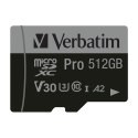 Verbatim karta MicroSD, 512GB, micro SDXC, 47046, UHS 3 (U3), z adapterm