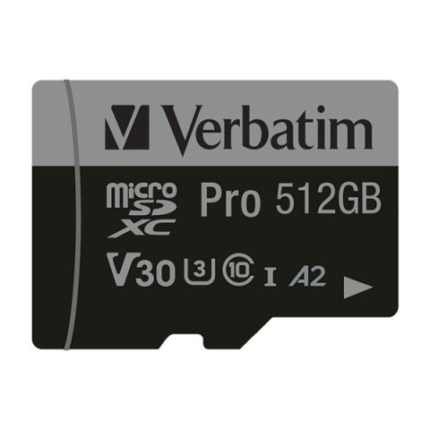 Verbatim karta MicroSD, 512GB, micro SDXC, 47046, UHS 3 (U3), z adapterm