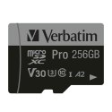 Verbatim karta MicroSD, 256GB, micro SDXC, 47045, UHS 3 (U3), z adapterm