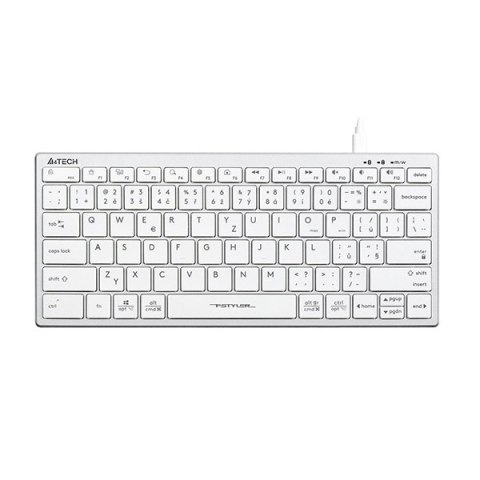 A4Tech FX51, Klawiatura CZ, bez bloku numerycznego, niski profil rodzaj przewodowa (USB), biała