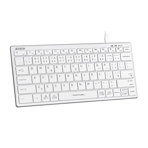 A4Tech FX51, Klawiatura CZ, bez bloku numerycznego, niski profil rodzaj przewodowa (USB), biała