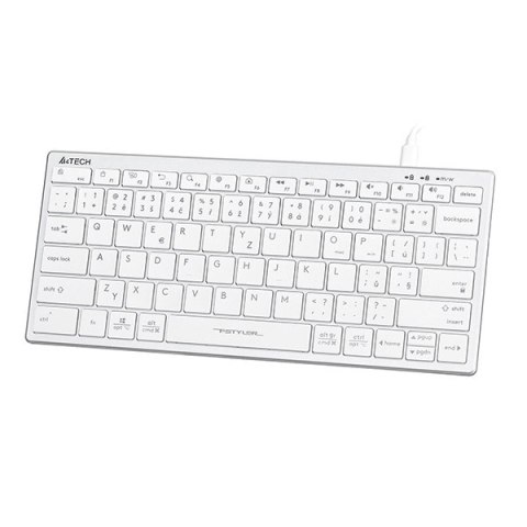 A4Tech FX51, Klawiatura CZ, bez bloku numerycznego, niski profil rodzaj przewodowa (USB), biała