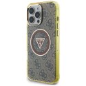 Etui Guess IML Metal Glitter 4G Circle Triangle MagSafe do iPhone 16 Pro brązowy