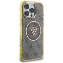 Etui Guess IML Metal Glitter 4G Circle Triangle MagSafe do iPhone 16 Pro brązowy