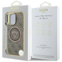Etui Guess IML Metal Glitter 4G Circle Triangle MagSafe do iPhone 16 Pro brązowy