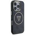 Etui Guess IML Metal Glitter 4G Circle Triangle MagSafe do iPhone 16 Pro czarny