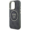 Etui Guess IML Metal Glitter 4G Circle Triangle MagSafe do iPhone 16 Pro czarny