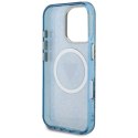 Etui Guess IML Metal Glitter 4G Circle Triangle MagSafe do iPhone 16 Pro niebieski