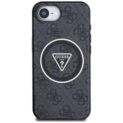 Etui Guess IML Metal Glitter 4G Circle Triangle MagSafe do iPhone 16e czarny