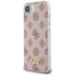 Etui Guess Peony Script Logo MagSafe do iPhone 16e brązowy