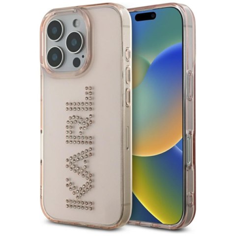 Etui Karl Lagerfeld IML Rhinestones Logo do iPhone 16 Pro różowy