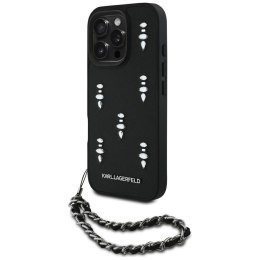 Etui Karl Lagerfeld Saffiano Crystals w/Chain do iPhone 16 Pro czarny