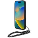 Etui Karl Lagerfeld Saffiano Crystals w/Chain do iPhone 16 Pro czarny