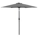 Duży parasol ogrodowy skośny łamany z korbą 6 żeber szary 270 cm MultiGarden