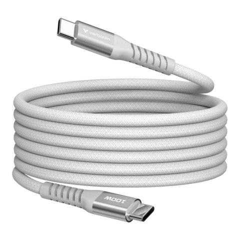 Kabel Verbatim USB-C(M) - USB-C(M) 1,2m, 100W, PD, szary