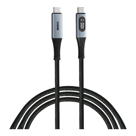 Kabel Verbatim USB-C(M) - USB-C(M) z wyświetlaczem, 1,2m, 100W, PD, czarny