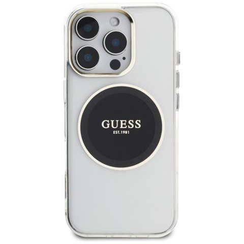 Etui Guess IML Metal Colored Circle Classic Logo MagSafe do iPhone 16 Pro czarny