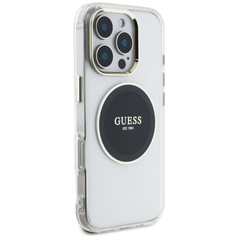 Etui Guess IML Metal Colored Circle Classic Logo MagSafe do iPhone 16 Pro czarny
