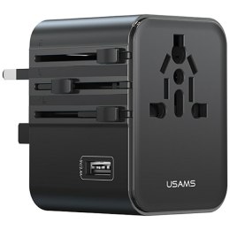 Ładowarka sieciowa USAMS Travel Adapter CC308 USB-C + USB-A 17W 4w1 US/AU/EU/UK czarny