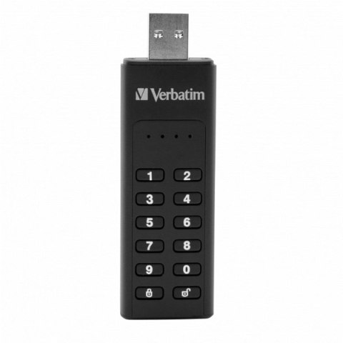 Verbatim USB flash disk, USB 3.0, 128GB, Keypad Secure, czarny, 49429, USB A, 256bitowe szyfrowanie AES, LED