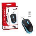 Mysz przewodowa, Genius DX-123, czarno-niebieski, optyczna, 1200DPI