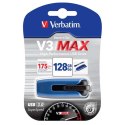 Verbatim USB flash disk, USB 3.0, 128GB, V3 MAX, Store N Go, niebieski, 49808, USB A, z wysuwanym złączem
