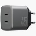 Ładowarka sieciowa Energea Ampcharge GaN45 2xUSB-C PD/PPS/QC3.0 45W szary