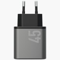 Ładowarka sieciowa Energea Ampcharge GaN45 2xUSB-C PD/PPS/QC3.0 45W szary