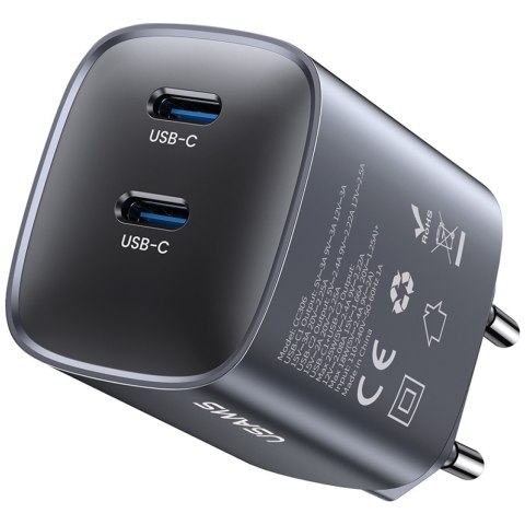 Ładowarka sieciowa USAMS CC305 T66 45W GaN 2xUSB-C tarnish