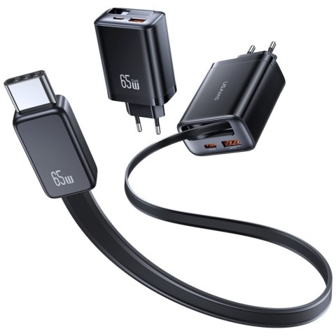 Ładowarka sieciowa USAMS Xiang Series CC299 65W 1xUSB-C 1xUSB-A + kabel USB-C biały