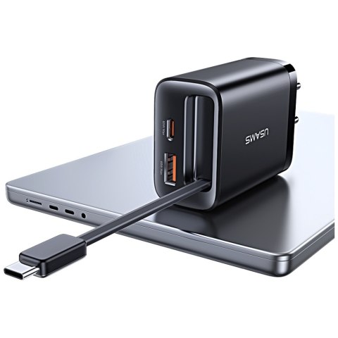 Ładowarka sieciowa USAMS Xiang Series CC299 65W 1xUSB-C 1xUSB-A + kabel USB-C biały