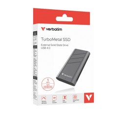 SSD Zewnętrzny Verbatim TurboMetal SSD, 32021, 1000GB, Nero Backup, Srebrny, w zestawie kabel USB-C 20 cm, M.2, 1000 MB/s-R, USB