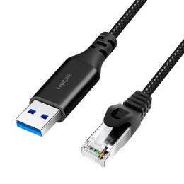 Kabel adapter LogiLink CU0403 Ethernet USB 3.0, A/M do RJ45/M, aktywny, 3 m