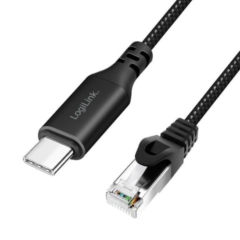 Kabel adapter LogiLink CU0410 Ethernet USB 3.2, C/M do RJ45/M, aktywny, 1 m