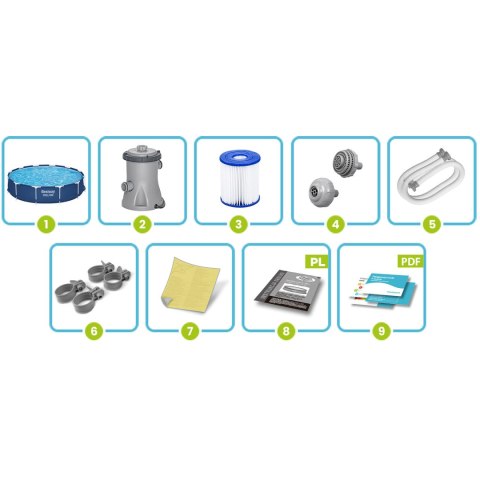 Basen ogrodowy stelażowy 366 x 76 cm zestaw 7w1 Bestway 56681