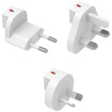 Adapter podróżny 4smarts Worldplug do GaN Flex, Hybrid Charger 6in1, FlatPlug Slim (UK, EU, AU) 3 szt biały